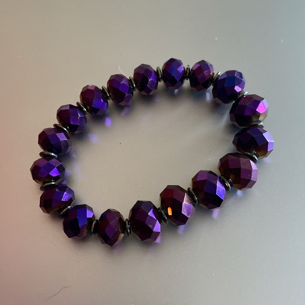 🆓 w/ Bundle 🌟NWOT- PAPARAZZI:. Stretchy Purple Gem Bracelet